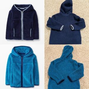 Bundle of two Hanna Andersson Kids Fleece Jackets in Navy and Tapestry Blue